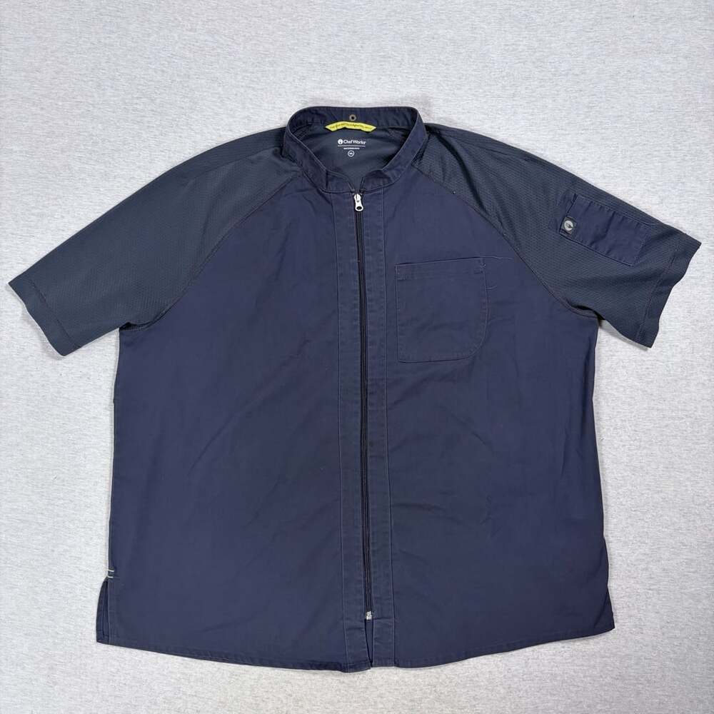 Chef Works Arcadia Chef Coat Size 3XL Blue Short Sleeve Zip Front